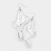 Abstract Hammered Metal Shell Dangle Earrings