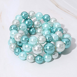 3PCS - Pearl Beaded Stretch Multi Layered Bracelets