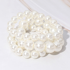 3PCS - Pearl Beaded Stretch Multi Layered Bracelets