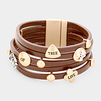 'Tree of Life' Multi Strand Leather Magnetic Bracelet