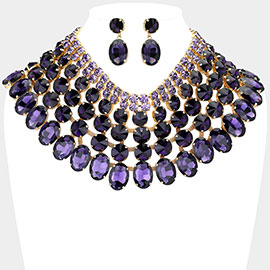 Crystal Glass Bib Statement Necklace