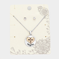 'Mom & Daughter' Round Metal Pendant Necklace