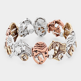 Seaside Life Embossed Metal Stretch Bracelet