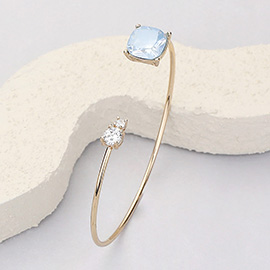 Square Cushion CZ Stone Tip Cuff Bracelet