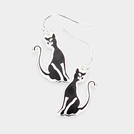 Enamel Cat Dangle Earrings