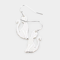 Enamel Metal Cat Dangle Earrings