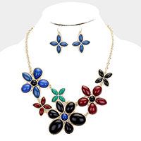 Resin Bead Cluster Floral Necklace