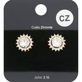 CZ Round Stone Evening Stud Earrings