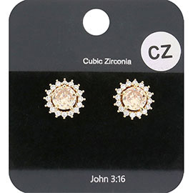 CZ Round Stone Evening Stud Earrings