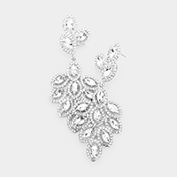 Glass Crystal Marquise Cluster Drop Evening Earrings