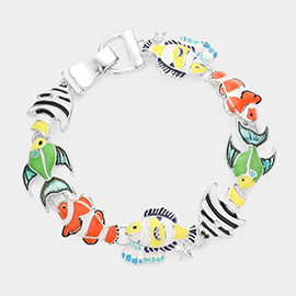Enamel Tropical Fish Link Magnetic Bracelet