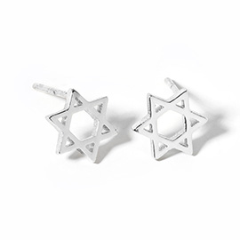 White Gold Dipped Star of David Stud Earrings