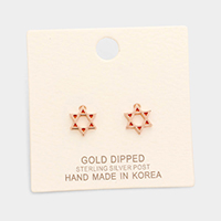 Gold Dipped Double Triangle Star Stud Earrings