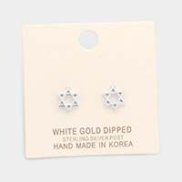 White Gold Dipped Double Triangle Star Stud Earrings