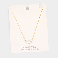 Gold Dipped 8 mm Pearl Pendant Necklace