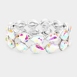 Glass Crystal Teardrop Stretch Evening Bracelet