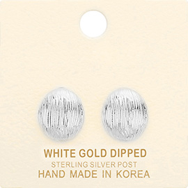 White Gold Dipped Oval Stud Earrings