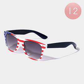 12PCS - American Flag Frame Gradient Lens Sunglasses