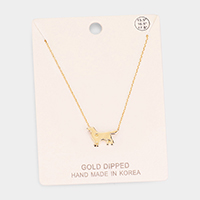 Gold Dipped Dachshund Heart Dog Pendant Necklace