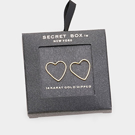 Secret Box _ 14k Gold Dipped Open Heart Earrings