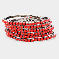 6PCS - Multi Layered Beaded Stretch Bracelet
