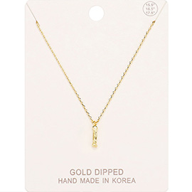 -I- Gold Dipped Monogram Metal Pendant Necklace