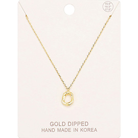 -O- Gold Dipped Monogram Metal Pendant Necklace