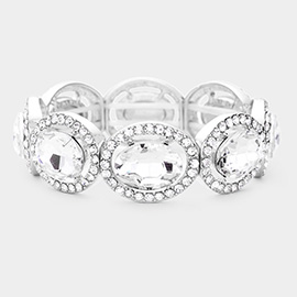 Crystal Rhinestone Oval Stretch Evening Bracelet