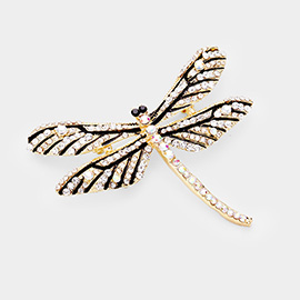 Rhinestone Embellished Dragonfly Pin Brooch