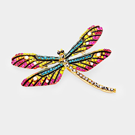 Rhinestone Embellished Dragonfly Pin Brooch