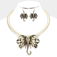 Metal Elephant Accented Necklace