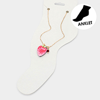 Watercolor Wood Strawberry Anklet