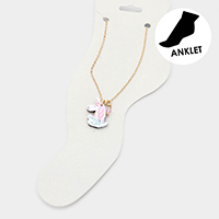 Watercolor Wood Unicorn Anklet