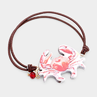 Watercolor Wood Crab Accented Stretch Bracelet