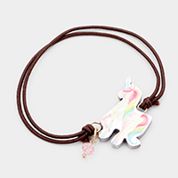 Watercolor Wood Unicorn Accented Stretch Bracelet