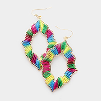 Colorful Threaded Trim Dangle Earrings