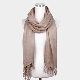 Solid Crinkle Tassel Scarf