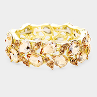 TearDrop Crystal Leaf Stretch Bracelet