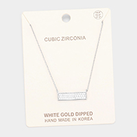 White Gold Dipped Cubic Zirconia Accent Pendant Necklace