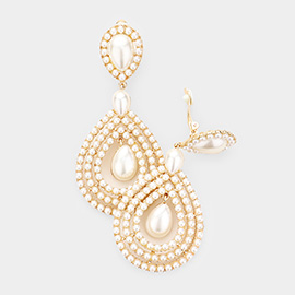 Pearl Pave Trimmed Teardrop Clip On Earrings