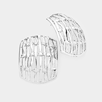 Cut Out Curved Rectangular Metal Earrings