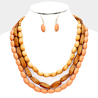 Wood Beaded Layered Necklace