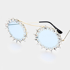 Teardrop Crystal Detail Tinted Lens Sunglasses