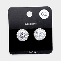 Cubic Zirconia Crystal Rhinestone Round Stud Earrings
