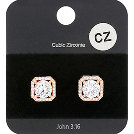 CZ Crystal Rhinestone Rhombus Stud Earrings