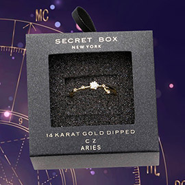 Secret Box _ 14k Gold Dipped CZ Zodiac Sign Aries Ring