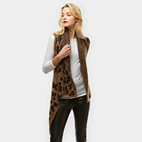 Fuzzy Leopard Pattern Vest