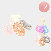 12 Set Of 3 - Colorful Spiral Hair Bands
