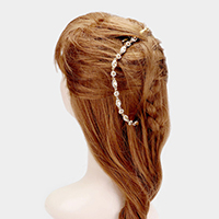 Crystal Rhinestone Marquise Pave Floral Bun Wrap Headpiece