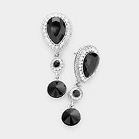 Teardrop Glass Crystal Rhinestone Drop Evening Earrings